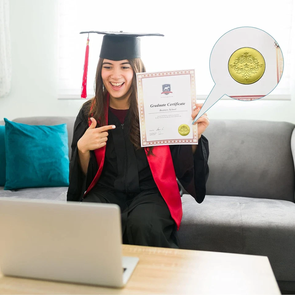 100 Piezas Lámina de Oro en Relieve Sellos Certificado Sobre Lámina de Oro Sellos Repujado Foto 4 de 4