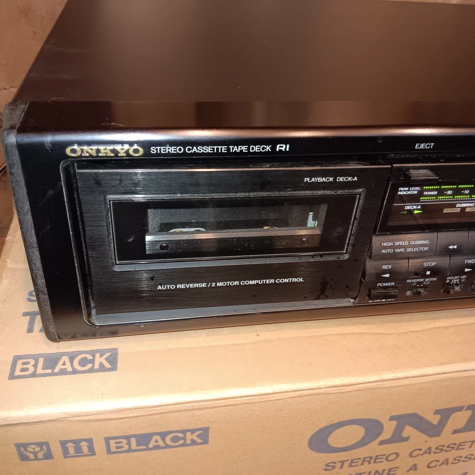 De colección Onkyo TA-RW404 Doble Cassette Deck Doblaje con Caja Instrucciones Probado Leer Foto 4 de 4