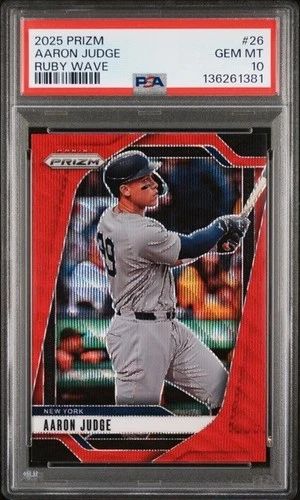 2025 Panini Prizm #26 Aaron Judge Ruby Wave New York Yankees PSA 10