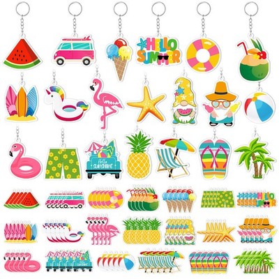 Equsion 100 Pcs Summer Keychains Bulk, Hawaiian Party Favors, Tropical Flamin...