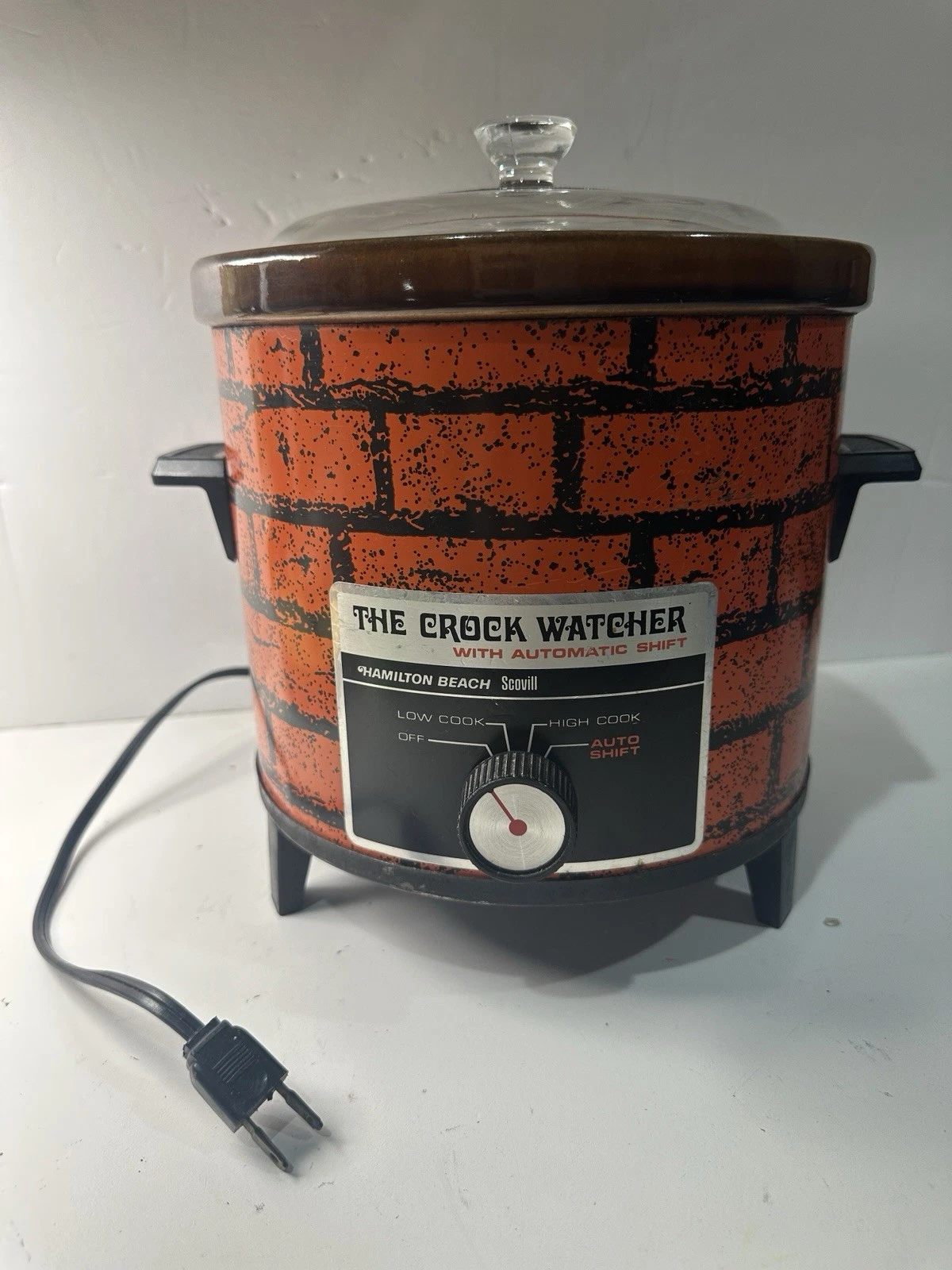 Vintage Hamilton Beach Crock Watcher 449 Slow Cooker Orange Brick 70s Works