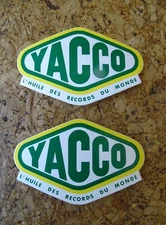 x2 autocollant YACCO  9cm Huile Moteur neuf ancien stock sticker garage vintage