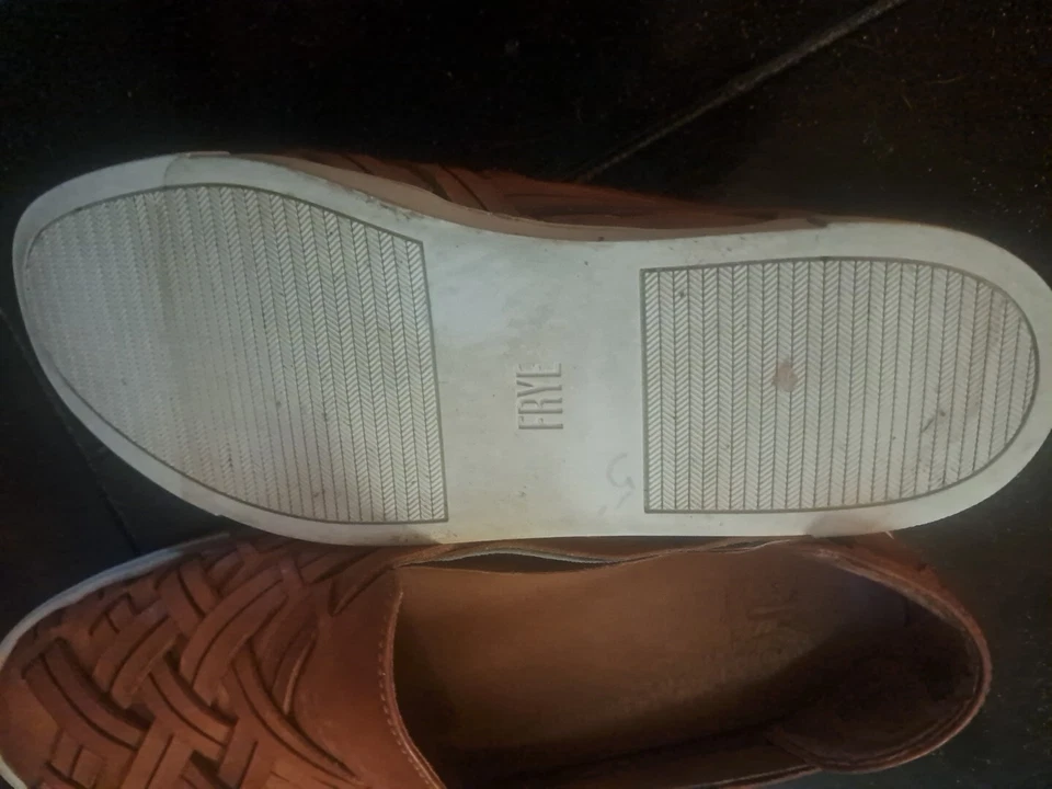 Frye Hurache Talla 9m Cuero Chevron Tostado Sin Cordones Foto 4 de 4