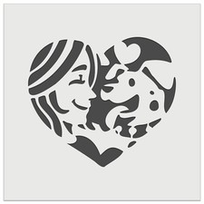 Woman with Dog Puppy Pet in Heart Wall Cookie DIY Craft Reusable Stencil