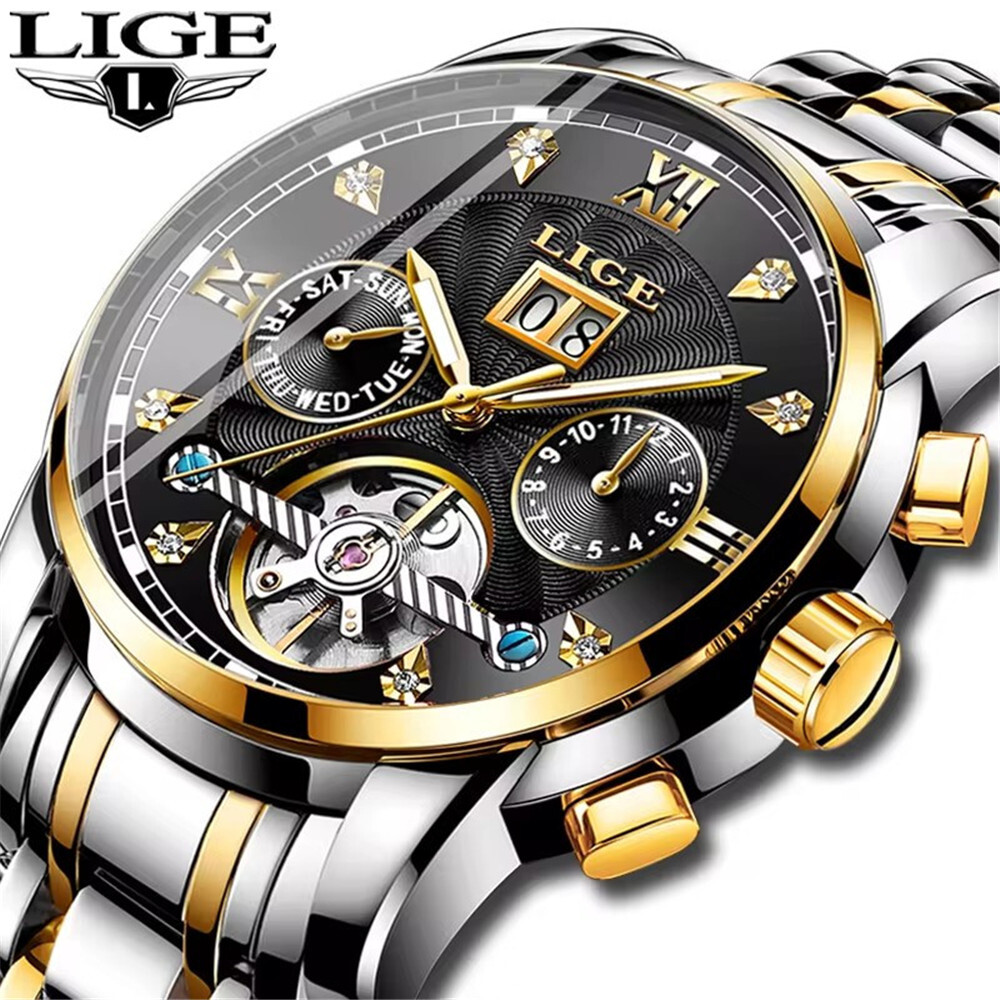 LIGE Mechanical Automatic Watch Brand Steel Wristwatch Business