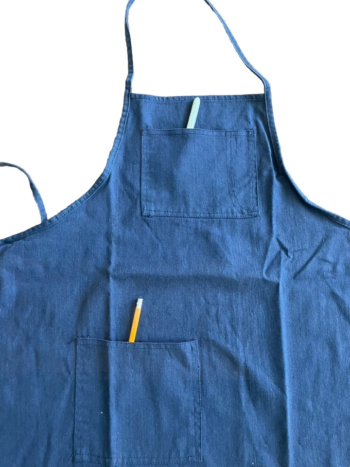 Рабочий фартук сверхпрочный синий унисекс 3 кармана - Изображение 2 из 2