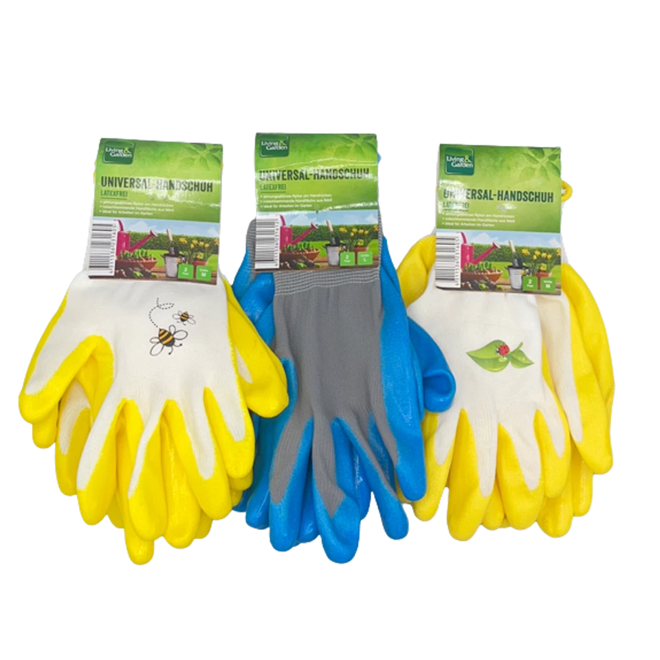 LIVING&GARDEN 2paar Universal Handschuhe Gartenhandschuhe Arbeitshandschuhe latexfrei S M L XL