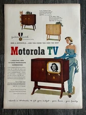 Vintage Homemaker Ad 1950's Televsion Advertisement MOTOROLA TV Good Girl 10x14