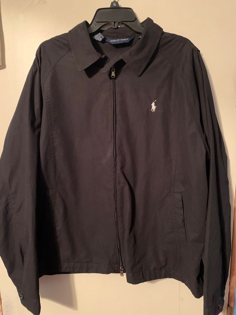 Polo Golf Ralph Lauren Black Jacket Sz XL Windbreaker Folds Into Pouch/Bag | eBay