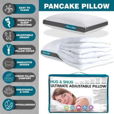 Adjustable Microfibre Pancake Pillow Layer Side Sleeper