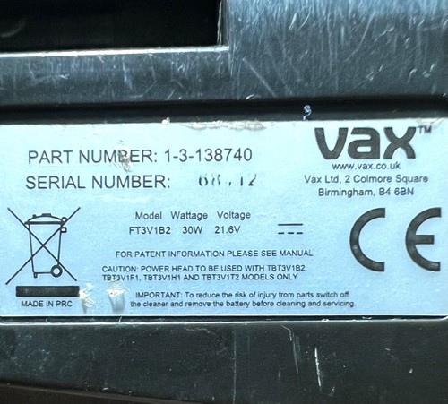 Genuine VAX FT3V1B2 Vacuum Cleaner Parts (Read Description) - 第 5/5 張圖片