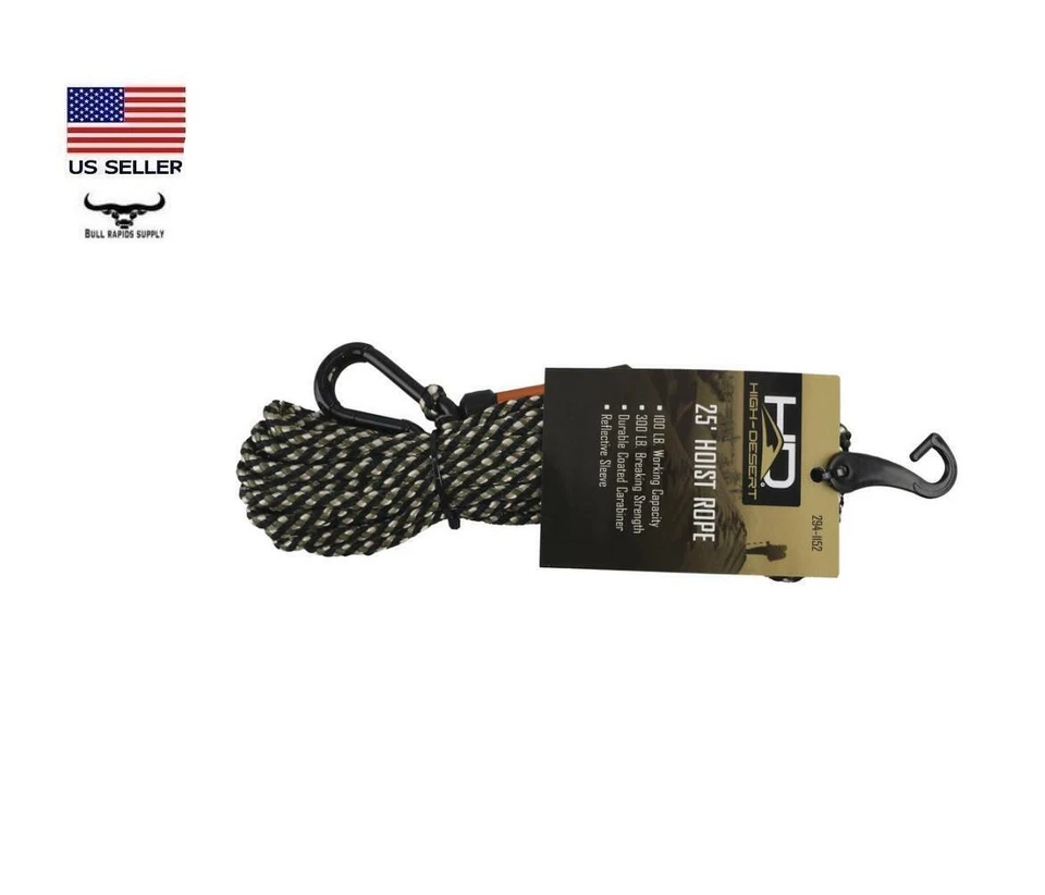 High-Desert 25' Tree Stand Hoist Rope w/ Heavy Duty Coated Carabiner Hook 100 lb - Image 4 of 4