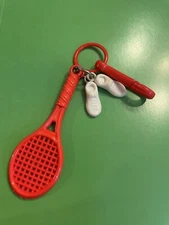 Red Tennis Racket With Shoes Bell Charm - Vintage 1980’s