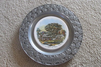 'Autumn in New England Cider Making' Currier & Ives 'CARSON' Pewter Plate  
