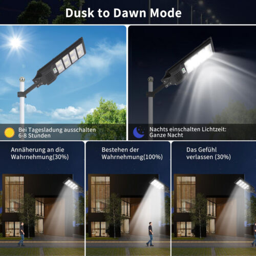 LED Straßenlampe mit Bewegungsmelder Solar Straßenlaterne + Lichtmast 1800 2400W - Bild 39 von 64