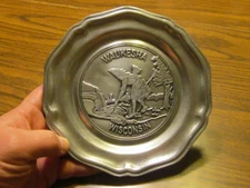 vintage Waukesha, WI small solid pewter plate mfg. by Wilton - Columbia, PA