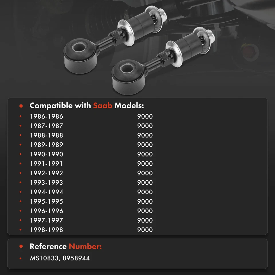 Barra estabilizadora delantera del lado del conductor y del pasajero 2 piezas para Saab 9000 1986-1998 Foto 2 de 4
