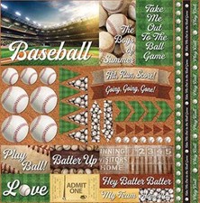 Reminisce Baseball 2 Elements Stickers 12"X12"