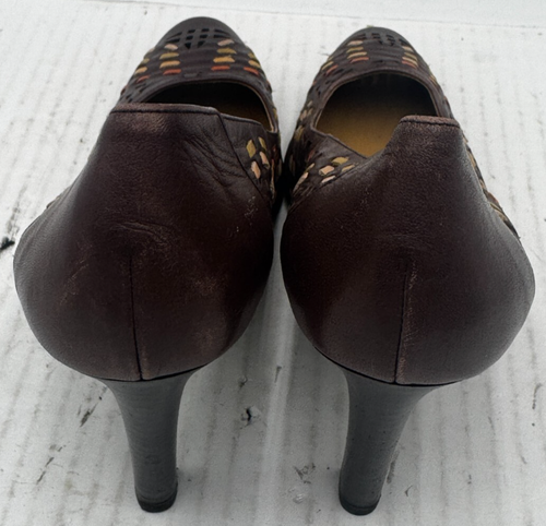 Via Spiga Womens Pump 7.5M Brown Leather Laser Cut Casual Slip On Stiletto Heel - Picture 6 of 9