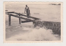 Where The Sea Meets Thought Young Elegant Woman Girl Vintage Snapshot Photo