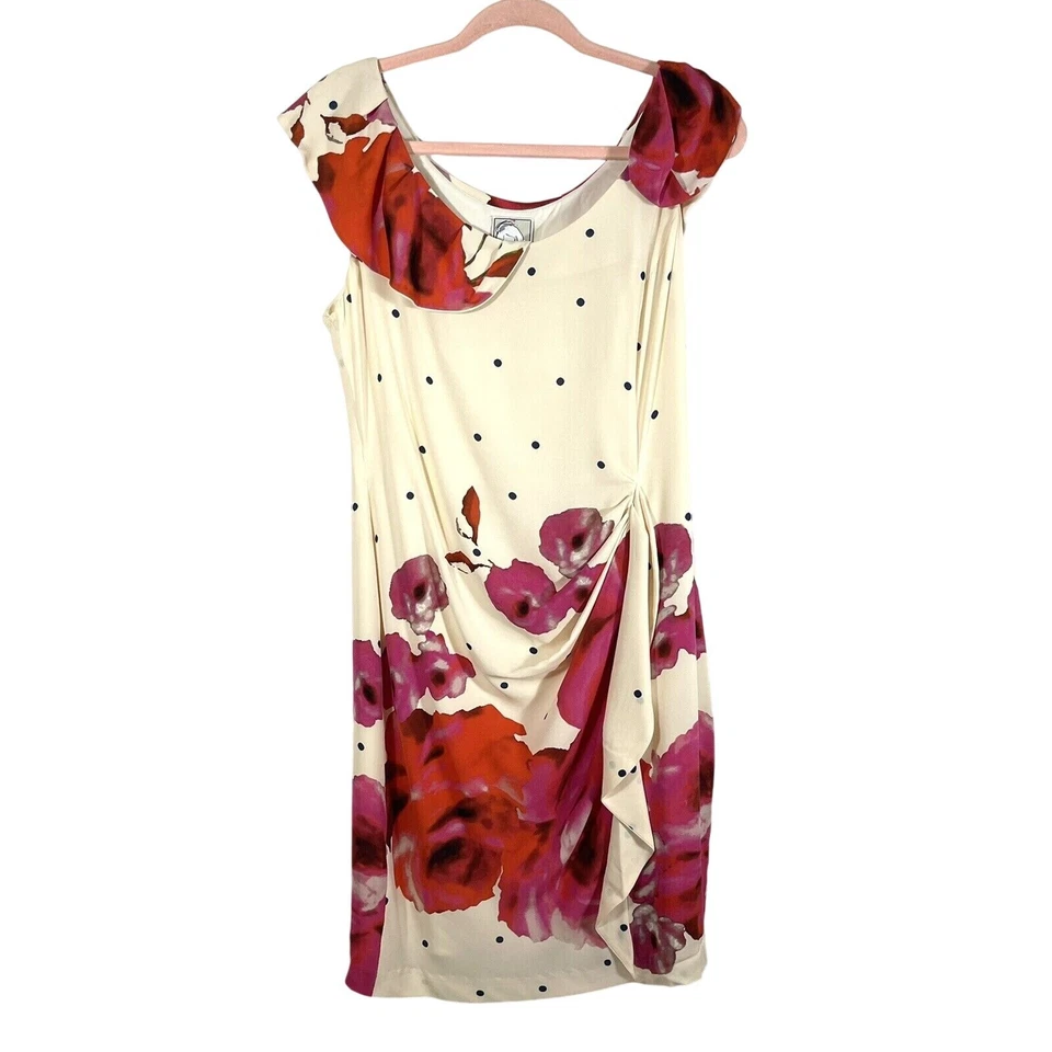 Vestido Vaina Seda Yoana Baraschi Estampado Rosa Lunares Talla 10 Cottagecore Único Foto 2 de 4