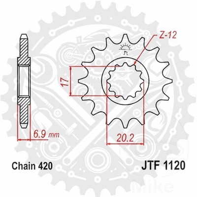 JTF1120.13 JT Front Sprocket 13/420 For Malaguti Drakon 50 NKD