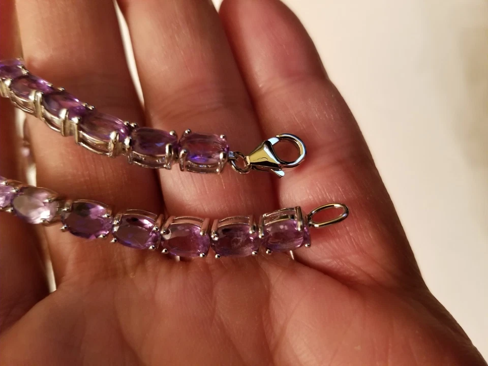 PULSERA TENIS 14 3/5 QUILATES TW AMATISTA PLATINO MÁS DE 0,925 PLATA ESTERLINA Foto 3 de 4