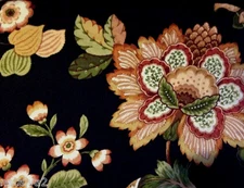 Croscill SUSANNA Pole Top DRAPES Black Sage Gold Persimmon Cotton Floral 84"