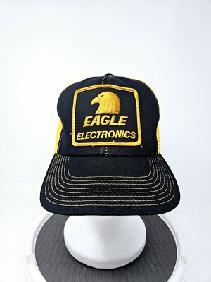 Vintage Eagle Electronics Trucker Snapback Farm Hat Mesh Fish Finder Made In USA