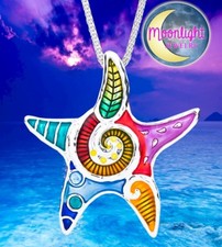 New Starfish Colorful Enameled Star Fish Womens Pendant Necklace
