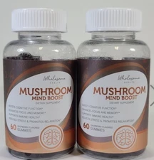 2 bottle Mushroom gummy Memory support, reduce stress, relaxes Wholesome Health 