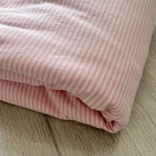 POTTERY BARN KIDS Girls Pink Oxford Stripe Organic Cotton Duvet Cover Zip Close