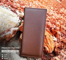 Men  s Leather Long Bifold Wallet Card Holder ID Checkbook iPhone Pocket