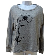 Anthropologie t.la Heather Gray "Janette" Floral Graphic Sweatshirt Womens XS