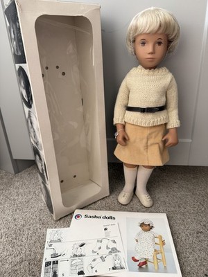 Vintage 16'' Sasha Doll 112 Short Blonde,Brown Eyes,Sweater,Cord Skirt,Tag&Box,UK
