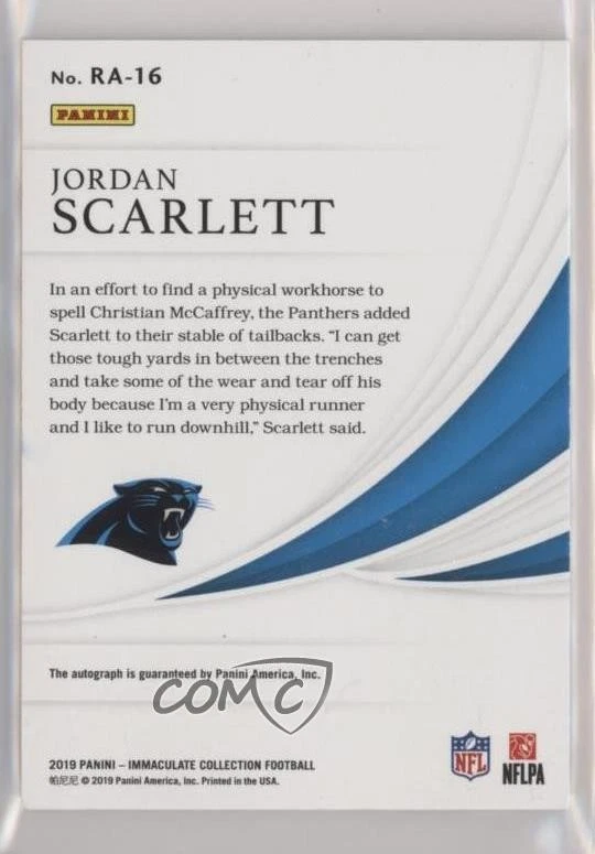 2019 Panini Immaculate Rookie Auto /99 Jordan Scarlett #RA-16 Auto RC - Image 2 of 2