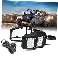 UTV Offroad LED Spot Light Side Rear View Mirrors For 1.75-2 Mirror With Switch