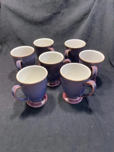 Denby Mug Storm Pattern Blue Plum Footed Handled Coffee Made In England (7)