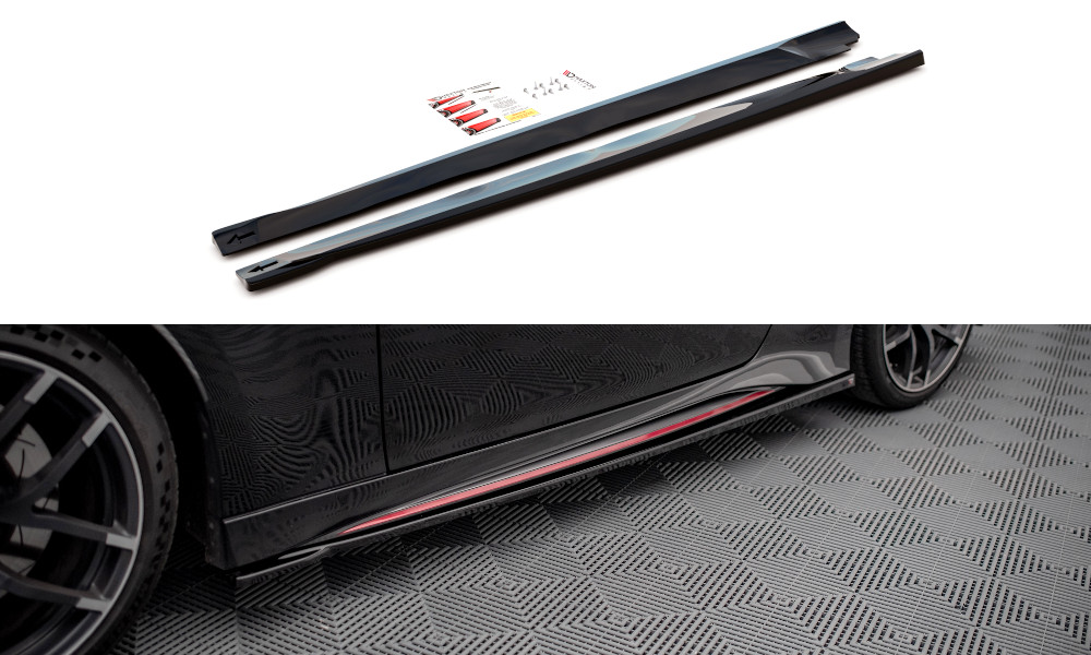 Rajouts de bas de caisse Maxton V.1 pour Nissan 370Z Nismo Facelift noir brillant