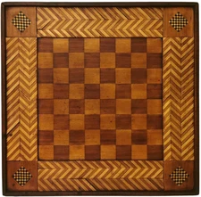 A COLTHUP SGND MID-19TH C AMERICAN FOLK ART ANTIQUE PRMTV MARQUETRY WD GAMEBOARD