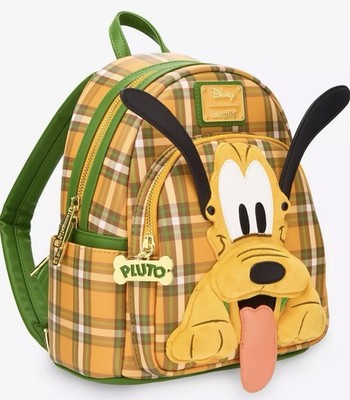 LOUNGEFLY DISNEY PLUTO 95TH ANNIVERSARY PLAID MINI BACKPACK 