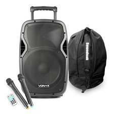 Vonyx AP1200PA Portable PA System with Wireless Mics & Carry Bag - 600W
