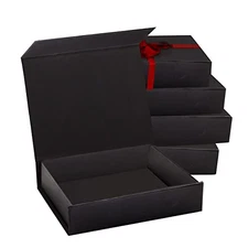  10 Pack Hard Gift Box with Magnetic Closure Lid 7" 1 Count (Pack of 10) Black