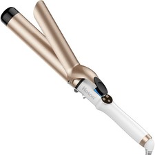 Champagne Gold 1.5" Tourmaline Ceramic Curling Iron with LCD  Glove Included