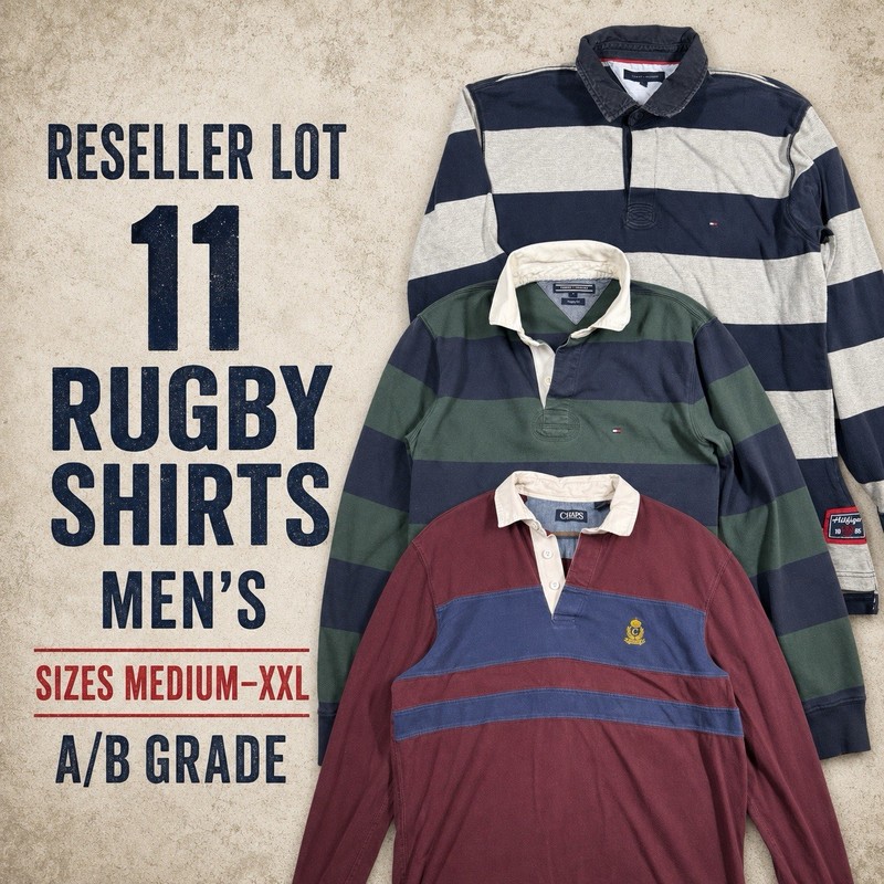 Men’s Rugby Shirts Reseller Lot of 11 Mixed Sizes M-XXL Heavyweight A/B Grade