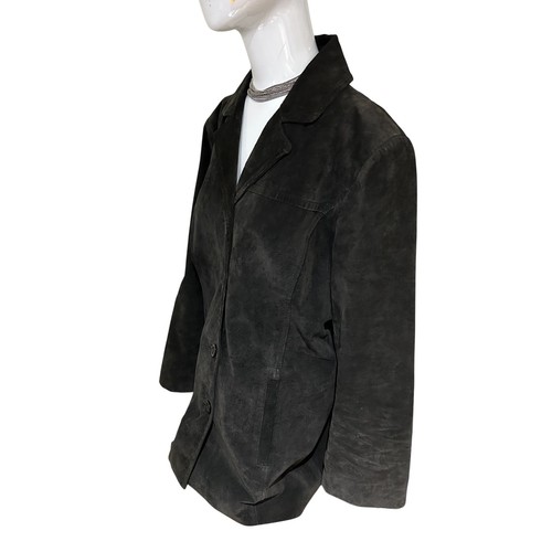 1990s Vintage Express Women's Suede Jacket Trucker Western Jacket fashionista L - Picture 2 of 5