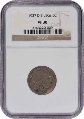 1937-D Buffalo Nickel 3 Legs VF30 NGC