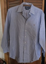 Ralph Lauren Yarmouth Blue Button Up Shirt 15 1/2 33 flesh pony cotton long