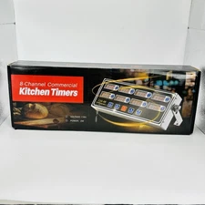 8 Channel Digital Kitchen Timer Commercial Stainless Steel. NIOB. Tested. Works