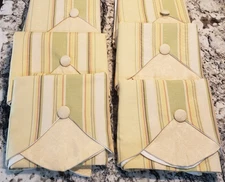 6 Avail COUNTRY CURTAINS Striped  Lined 2 Tier Valances Green Yellow Pink White